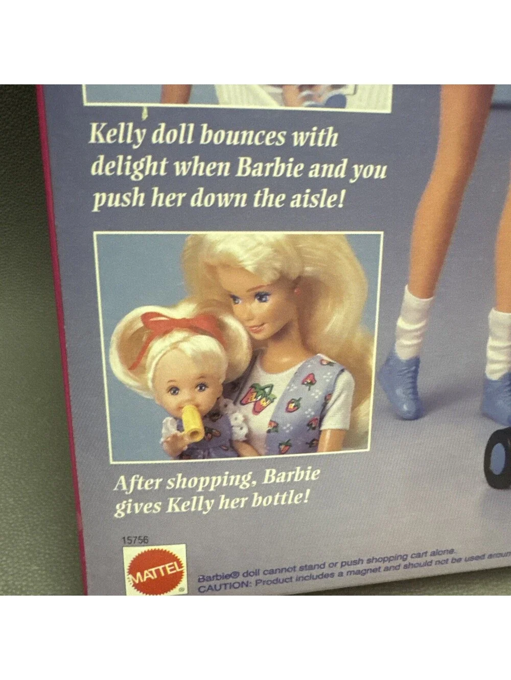 1995 Shoppin’ Fun Barbie & Kelly Playset Mattel #15756 Shopping Cart & Groceries
